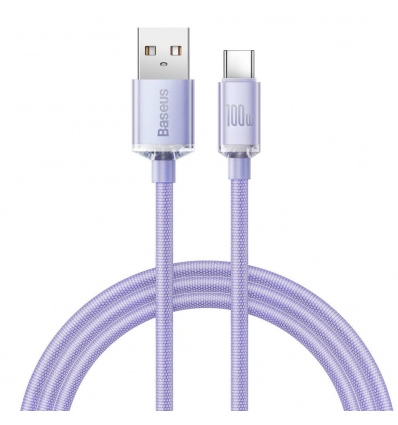 Baseus CAJY000405 Crystal Shine Series Datový Kabel USB - USB-C 100W 1,2m Purple