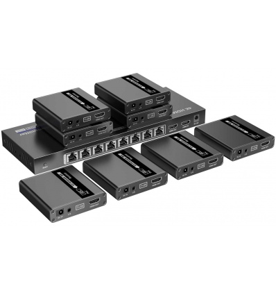 HDMI 1-8 splitter+extender po CAT6/6a/7, 4k,až 70m