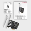 AXAGON PCEU-43RS, PCIe řadič, 4x USB 3.2 Gen 1 port, 5 Gbps, napájení z PCIe nebo SATA, SP & LP