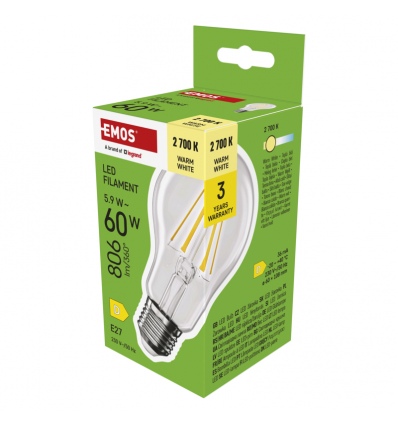 EMOS LED FLM A60 5,9W(60W) 806lm E27 WW