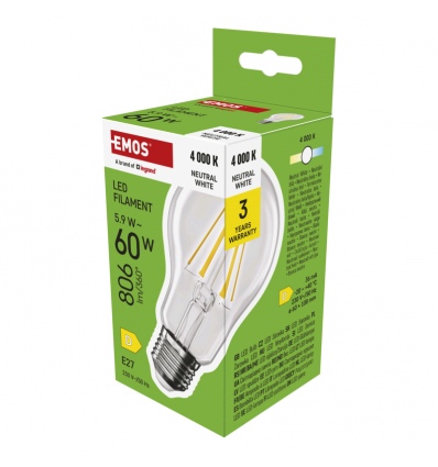 EMOS LED FLM A60 5,9W(60W) 806lm E27 NW