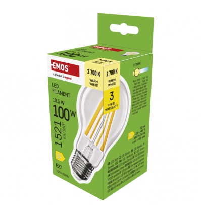 EMOS LED FLM A60 10,5W(100W) 1521lm E27 WW