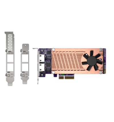 QNAP QM2 series, 2 x PCIe 2280 M.2 SSD slots, PCIe Gen3 x 4 , 2 x Intel I225LM 2.5GbE NBASE-T port