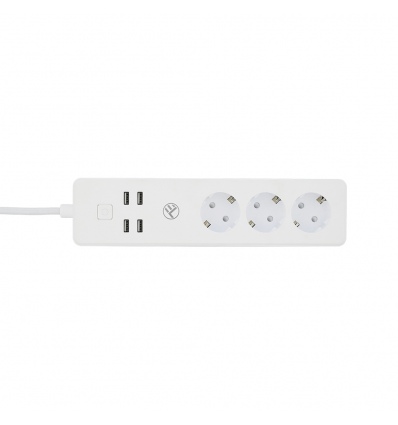 Tellur WiFi Smart Power Strip, 3x zásuvka, 4x USB 4A, 2200W, 10A, 1.8m, bílá