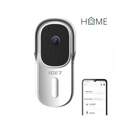 iGET HOME Doorbell DS1 White - WiFi bateriový videozvonek, FullHD, obousměrný zvuk, CZ aplikace