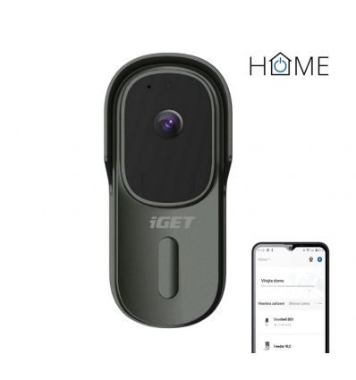 iGET HOME Doorbell DS1 Anthracite - WiFi bateriový videozvonek, FullHD, obousměrný zvuk, CZ aplikace