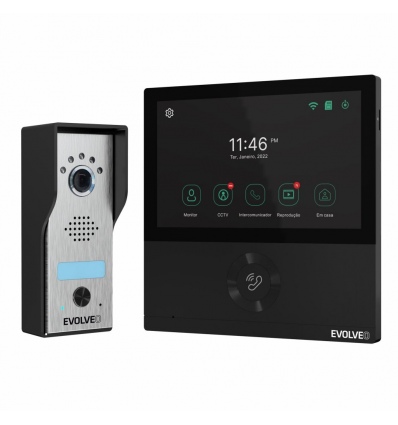 EVOLVEO DoorPhone AHD7, Sada domácího WiFi videotelefonu s ovládáním brány nebo dveří, černý monitor