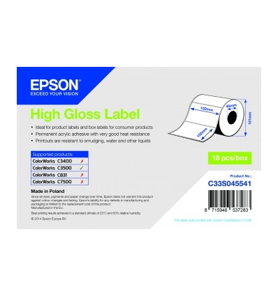 High Gloss Label - Die-cut Roll, 102x152,210ks