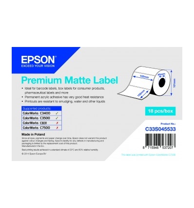 Premium Matte Label -102mm x152mm, 225 labels