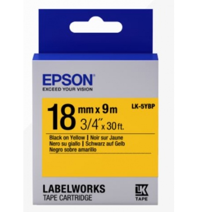 Epson Label Cartridge Pastel LK-5YBP Black/Yellow 18mm (9m)