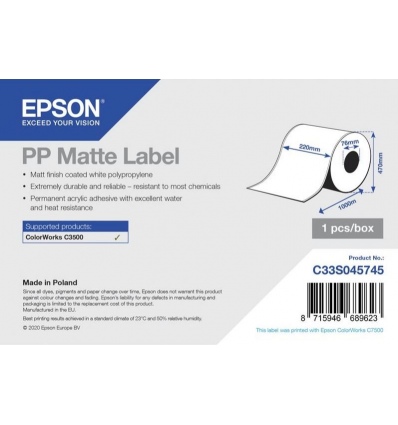 PP Matte Label - Coil: 220mm x 1000m