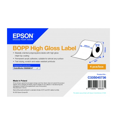 BOPP High Gloss Label Cont.R, 203mm x 68m