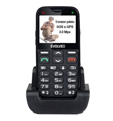 EVOLVEO EasyPhone XG, mobilní telefon pro seniory s nabíjecím stojánkem (černá barva)