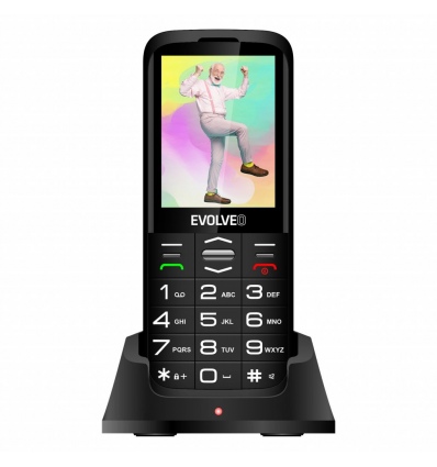 EVOLVEO EasyPhone XO, mobilní telefon pro seniory s nabíjecím stojánkem (černá barva)