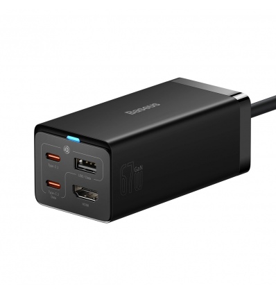 Baseus Nabíječka do sítě GaN5 Pro 2x USB-C/USB-A/HDMI 67W kabel 1.5m/USB-C kabel 1m černá