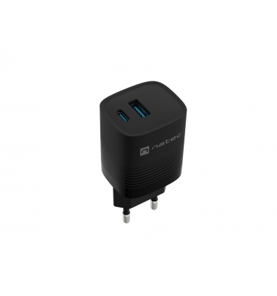 Univerzální USB nabíječka Natec RIBERA GaN 30 W, 1X USB-A, 1X USB-C, černá