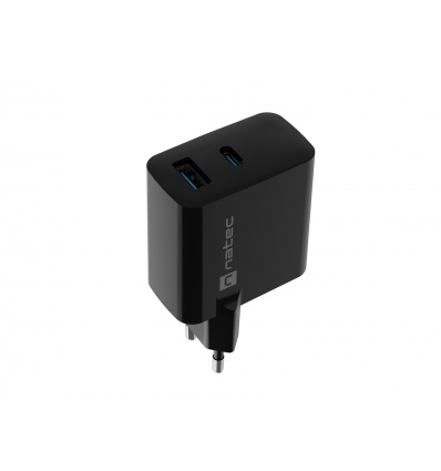 Univerzální USB nabíječka Natec RIBERA GaN 45W, 1X USB-A, 1X USB-C, černá