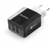 Chytrá síťová nabíječka ALIGATOR 3.4A, 2xUSB, smart IC, černá, kabel pro iPhone/iPad 2A