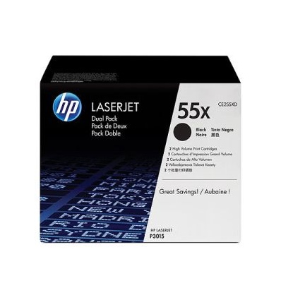 HP tisková kazeta černá velká, CE255XD - 2 pack