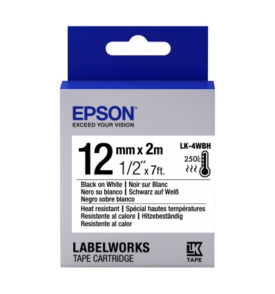 Epson Label Cartridge Heat Resistant LK-4WBH Black/White 12mm (2m)