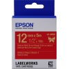 Epson zásobník se štítky – saténový pásek, LK-4HKK, zlatá/červená, 12 mm (5 m)