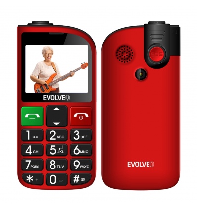 EVOLVEO EasyPhone FL, mobilní telefon pro seniory s nabíjecím stojánkem, červená