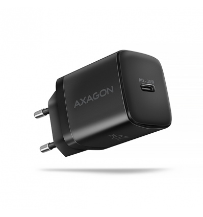 AXAGON ACU-PD20, nabíječka do sítě 20W, 1x port USB-C, PD3.0/PPS/QC4+/AFC/Apple, černá