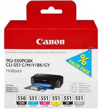 Canon PGI-550 + CLI-551 C/M/Y/BK/GY Multi pack