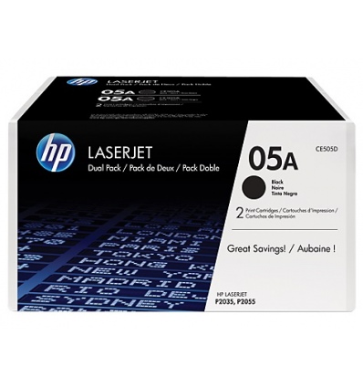 HP tisková kazeta černá velká, CE505D - 2 pack