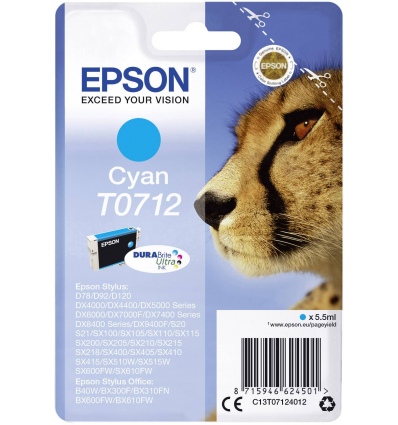 Epson Singlepack Cyan T0712 DURABrite Ultra Ink