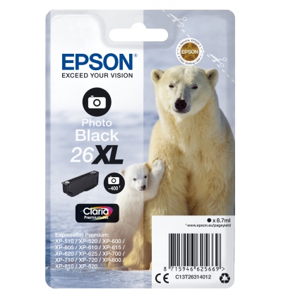 Epson Singlepack Photo Black 26XL Claria Prem Ink