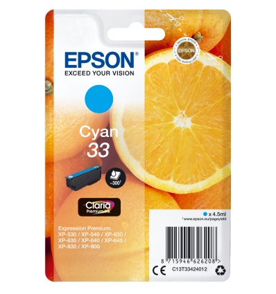 Epson Singlepack Cyan 33 Claria Premium Ink