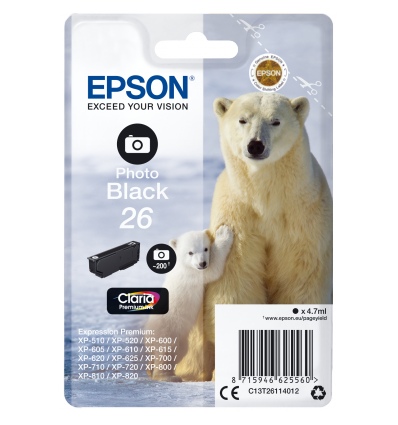 Epson Singlepack Photo Black 26 Claria Premium Ink