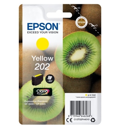 EPSON ink Yellow 202 Premium - singlepack, 4,1ml, 300s, standard