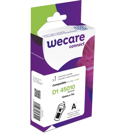 WECARE ARMOR páska kompatibilní s DYMO S0720500,Black/Transparent,12MM*7M