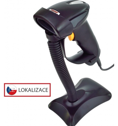 CCD čtečka Virtuos HT-310A, dlouhý dosah, USB (klávesnice/RS-232 emulace), stojánek, černá