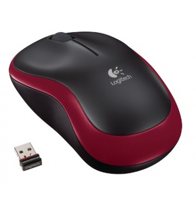 Logitech M185 nano/Kancelářská/Optická/1 000 DPI/Bezdrátová USB/Červená