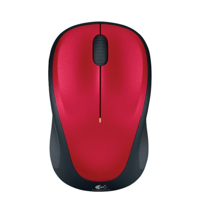 Logitech M235/Cestovní/Optická/1 000 DPI/Bezdrátová USB/Černá-červená