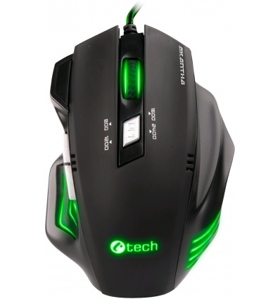 C-TECH Akantha/Herní/Optická/Pro praváky/2 400 DPI/Drátová USB/Černá