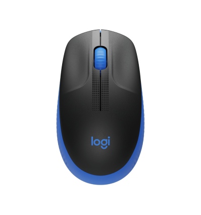 Logitech M190/Kancelářská/Optická/1 000 DPI/Bezdrátová USB/Černá-modrá