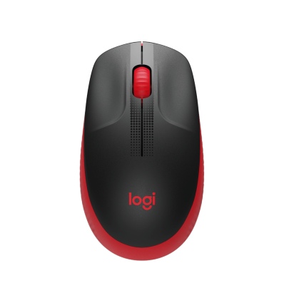 Logitech M190/Kancelářská/Optická/1 000 DPI/Bezdrátová USB/Černá-červená