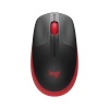 Logitech M190/Kancelářská/Optická/1 000 DPI/Bezdrátová USB/Černá-červená