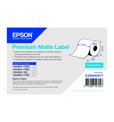 Premium Matte Label Cont.R, 51mm x 35m