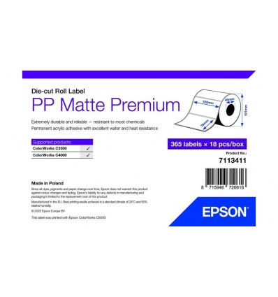 PP Matte Label Premium, 102mm x 76mm, 365 Labels