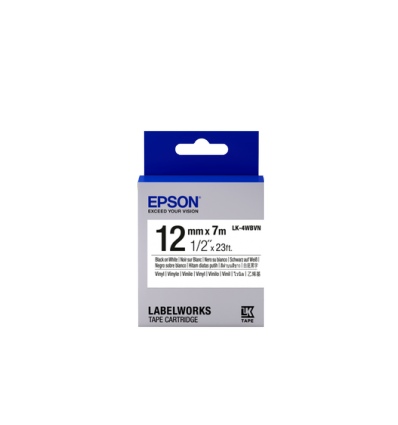 Epson Label Cartridge Vinyl LK-4WBVN Black/White 12mm (7 metres)