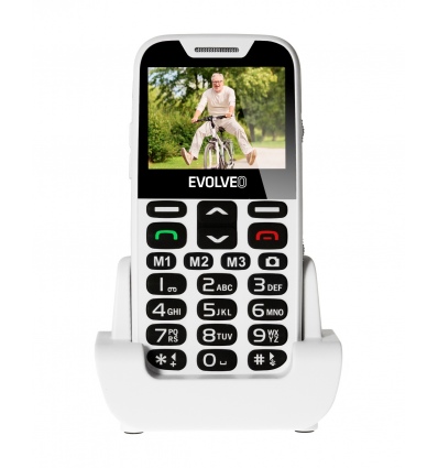 EVOLVEO EasyPhone XD, mobilní telefon pro seniory s nabíjecím stojánkem (bílá barva)