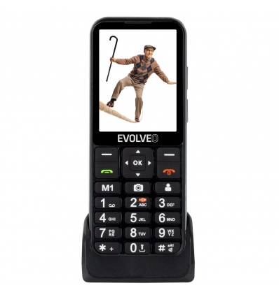 EVOLVEO EasyPhone LT, mobilní telefon pro seniory s nabíjecím stojánkem (černá barva)