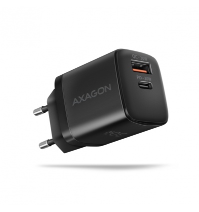 AXAGON ACU-PQ30, Sil nabíječka do sítě 30W, 2x port (USB-A + USB-C), PD3.0/PPS/QC4+/SFC/AFC/Apple