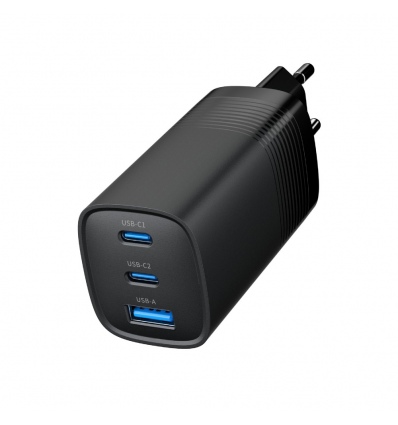 GEMBIRD PD nabíječka 1xUSB-A 2xUSB-C 65W černá