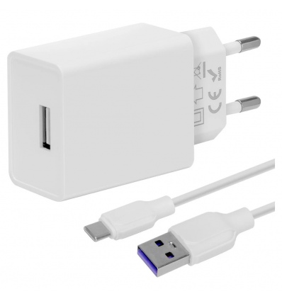 OBAL:ME Cestovní Nabíječka USB-A 10W + USB-A/USB-C Kabel 1m White